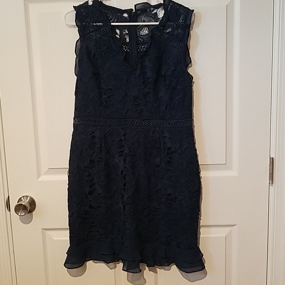 SALE!!! Nordstrom Navy Lace & Crochet Detailed Cocktail Party Dress Sz 10